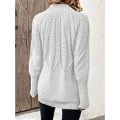 Lucky Life Kadın Uzun Kollu Yarı Balıkçı Yaka Triko Bluz - 1