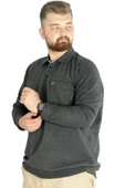 Büyük Beden Erkek Sweat Polo Cepli Selanik Basic 20441 Antramelanj - 2
