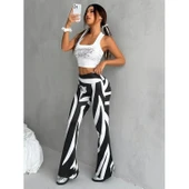 Lucky Life Kadın Yüksek Bel Zebra Desenli Dalgıç Tayt - 3