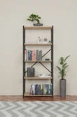 mobecohome Kitaplık 5 Raflı Ev Dosya Kitap Rafı Ceviz - 2
