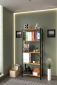 HEREVİM Metal Kitaplık 5 Raflı Ofis Kitaplığı Kitap Dosya Rafı Ceviz - 3