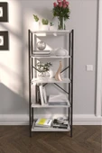 MESİR PLASTİK Metal Kitaplık 5 Raflı Kitaplık Dosya Kitap Rafı Ofis Ev Rafı - 1