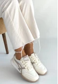 Zlay Bej Cilt Vizon Detaylı Bağcıklı Spor Ayakkabı thumbnail 3
