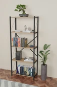 mobecohome Kitaplık 5 Raflı Ev Dosya Kitap Rafı Ceviz - 3