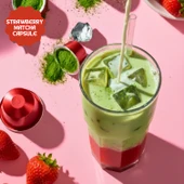 Strawberry Matcha Kapsül - Nespresso Uyumlu, Çilek Aromalı Matcha Tozu, 10lu Paket thumbnail 4