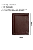 Ayrılabilir Kartlıklı Dikey Model Hakiki Deri Erkek Cüzdan Kahverengi - 5