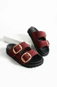 Stato Tekstil-Nappa  Hafif Comfort Kadın Bordo Terlik 25Y-1478 - 4