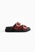 Stato Tekstil-Nappa  Hafif Comfort Kadın Bordo Terlik 25Y-1478 - 2