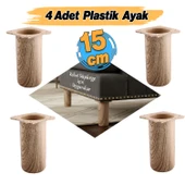 (4 Adet) Plastik Liva Doğal Meşe 15 cm Ayak Mobilya Kanepe Koltuk Baza Yükseltme Ayağı Ayakları thumbnail 2