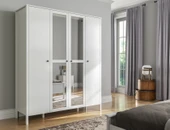 Hunerika Tiran 4 Kapaklı Gardırop-Wood Beyaz-Minifiks Bağlantılı - 1