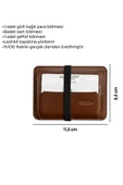 Lastikli İki Katlı Mini Boy İnce Slim Basic Model Hakiki Deri Kredi Kartlık Taba - 5