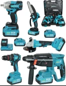 SNAİKER Usta Seti Kömürsüz Akülü 5li Set 2-26 Şarjlı Hilti -Taşlama-Şarjlı Somun Sıkma -ŞARZLI Darbeli Matkap -Dal Budama Testere - 1
