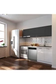 Tdesigno Puka Hazır Mutfak Dolabı 200cm Parlak-Beyaz Laminat Tezgah Dahil-Bulaşık Makinesi Yeri Mevcut-Parlak thumbnail 1