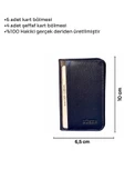 Mini Boy İkiye Katlı Slim Basic Model Hakiki Deri Kredi Kartlık Lacivert - 5