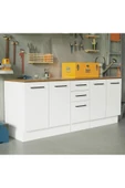 Tdesigno Vant Mutfak 4 Kapaklı-3 Çekmeceli Alt Modül -200 cm - Çok Amaçlı Dolap -Beyaz-Tezgah Dahil thumbnail 1