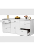 Tdesigno Zei Mutfak Çekmeceli Alt Modül 180 Cm Beyaz- Tezgah Dahil-Çok Amaçlı Dolap-Kahve Köşesi-Mat - 2