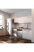 Tdesigno Puka Hazır Mutfak Dolabı 200cm Parlak-Beyaz Laminat Tezgah Dahil-Bulaşık Makinesi Yeri Mevcut-Parlak thumbnail 1