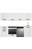 Tdesigno Lima Hazır Mutfak Dolabı 240 cm-Beyaz Laminat Tezgah Dahil-Bulaşık Makinesi Yeri Mevcut-Mat thumbnail 1