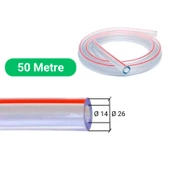 Melasty Süt Sağma Makinesi Universal Tekli Süt Hortumu (Şeffaf-Kırmızı Çizgi Ø14xØ26mm 50M) - 1