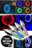 4 Adet Araba & Motorsiklet & Bisiklet Lastik Vana Kapağı Renkli Işıklı Çakar Led Sexy Görünüm Sibop thumbnail 5