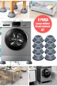 8 Adet, Şık Gri Titreşim Önleyici Kauçuk Pedler - Çamaşır Makinesi İçin 8'li Set Kaymaz Ayaklık Sert - 1