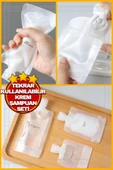 3 Adet 100ml Krem Şampuan Kabı Tekrar Kullanılabilir Set, Seyahat Seti, Çok Amaçlı Kap - 1