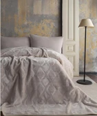 AP Embos Çift Kişilik Ekru Mercy Battaniye thumbnail 1