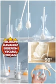 1 Adet Silikon Uzun Saplı Cam Şişe Bardak Kavanoz Matara Biberon Emzik Yağ Şişe Yıkama Fırçası - 1