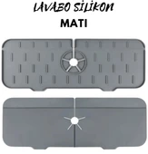 Aveo 1 Adet Gri / Sarı Renk Mutfak Banyo Lavabo Kenarı Silikon Matı Silikon Musluk Su Sıçrama Önleme, Batarya Musluk Matı Mutfak Deterjanlık thumbnail 3