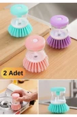 2 Adet Deterjan Hazneli Mutfak Lavabo Bulaşık Fırçası 2li Set thumbnail 1