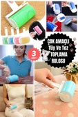 3 Adet Yıkanabilir Kedi Tüy Toplama ve Köpek Tüy Toplama Toz Pratik Toplama Rulosu Aparatı thumbnail 2