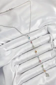Pirinç Gümüş Renk Karışık Renk Zirkon Taşlı Y Kadın Kolye - TJ-BKO10339 - 2