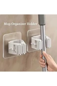 4 Adet Duvara Monte Paspas ve Süpürge Askısı, Banyo için Matkapsız Plastik Paspas Düzenleyici thumbnail 2