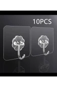 10 Adet 6x6cm Kendinden Yapışkanlı Şeffaf Güçlü Askı Kapı Duvar Askıları Ağır Yük Taşıma Askısı thumbnail 5