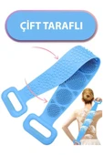 Mavi Çift Taraflı Banyo Duş Sırt Kesesi Slikon Duş Vucut Kesesi Duş Lifi Fırçası sırt kesesi thumbnail 4