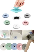 Pratik Süzgeçli Silikon Lavabo Ve Küvet Yuvarlak Lavabo Tıkacı Gider Tıkacı Banyo Evye Kapağı.Moa thumbnail 4