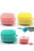 Silikon Banyo Duş Jeli Kesesi Hazneli Şampuan Peeling Vücut Masaj Fırçası - 4