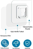 Kızaklı Eşya Sabitleme Askısı 10 Adet Şeffaf Çift Taraflı Yapışkanlı Geçmeli Klips thumbnail 3