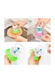 Pratik Bulaşık Banyo Fırçası Bulaşık Banyo Deterjan Hazneli Fırça thumbnail 4