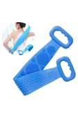 Mavi Çift Taraflı Banyo Duş Sırt Kesesi Slikon Duş Vucut Kesesi Duş Lifi Fırçası sırt kesesi thumbnail 1