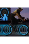 Mavi Renk Sibop Kapağı Fosforlu Floresan Led Pilsiz Araba Motorsiklet Bisiklet Lastik Sibop 2 adet thumbnail 4