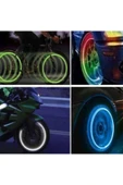 Mavi Renk Sibop Kapağı Fosforlu Floresan Led Pilsiz Araba Motorsiklet Bisiklet Lastik Sibop 2 adet thumbnail 3