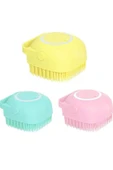 Silikon Banyo Duş Jeli Kesesi Hazneli Şampuan Peeling Vücut Masaj Fırçası - 2