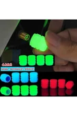 Mavi Renk Sibop Kapağı Fosforlu Floresan Led Pilsiz Araba Motorsiklet Bisiklet Lastik Sibop 2 adet thumbnail 1