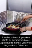 Ocak Fırın Arkası Yağ Sıçrama Koruyucu Katlanır Alüminyum Levha Rüzgar Önleyici Panel Folyo Plaka thumbnail 3