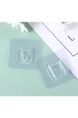 Çift Taraflı Yapışkanlı Geçmeli Klips Eşya Sabitleme Askısı Şeffaf Duvar Kancası 2 Li Set thumbnail 5