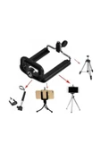 Tripod Bağlantılı Selfie Çubuğu Telefon Tutucu Bağlantılı Aparat 1 Adet thumbnail 3