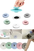 Silikon Lavabo Ve Küvet Tıkacı Süzgeç, 2 Fonksiyonlu Gider Kapatıcı Renkli thumbnail 3