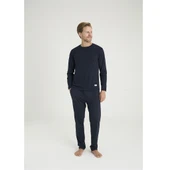 Battal Kly Sıfır Yaka Uzun Kol Büyük Beden Erkek Pijama Takım thumbnail 2