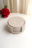 Mermer Desenli 4’lü Beton Bardak Altlığı & Stand | Minimalist Dekoratif Set - 2